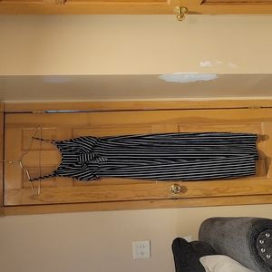 Black and White Striped Jumpsuit